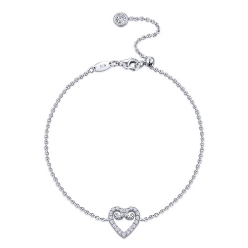 Lafonn Mini Open Heart Bracelet in Platinum Bonded Sterling Silver