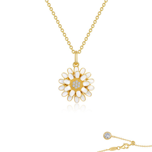 Lafonn Dainty Daisy Necklace bonded in Platinum