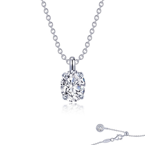 Lafonn Oval Solitaire Necklace bonded in Platinum