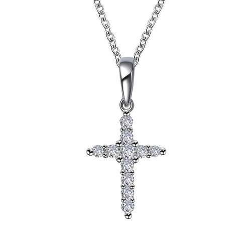 Lafonn 0.33 CTW Cross Pendant Necklace bonded in Platinum