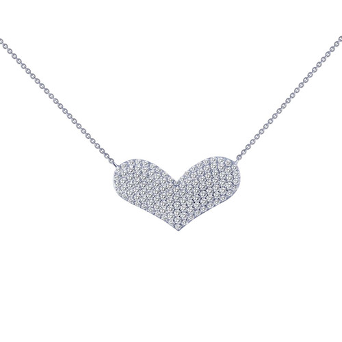 Lafonn 1.21 CTW Heart Necklace bonded in Platinum