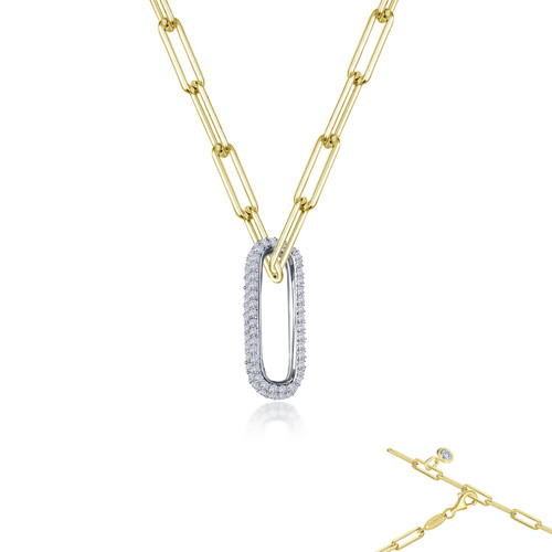 Lafonn 2-Tone Paperclip Necklace bonded in Platinum