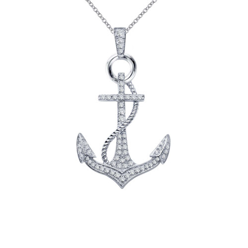 Lafonn Anchor Pendant Necklace bonded in Platinum