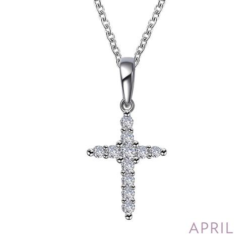 Lafonn April Birthstone Necklace bonded in Platinum