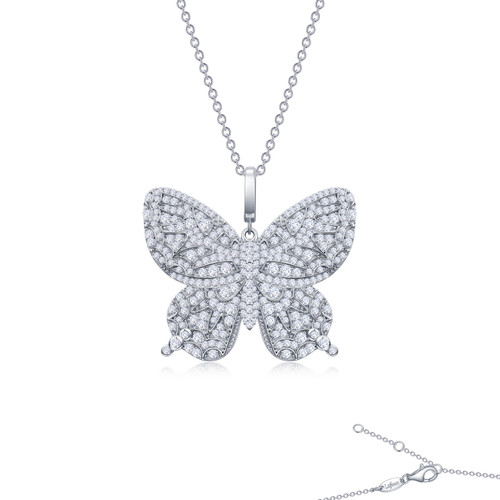 Lafonn Butterfly Pendant Necklace bonded in Platinum