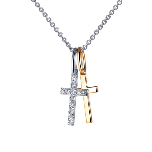 Lafonn Cross Shadow Charm Pendant Necklace bonded in Platinum