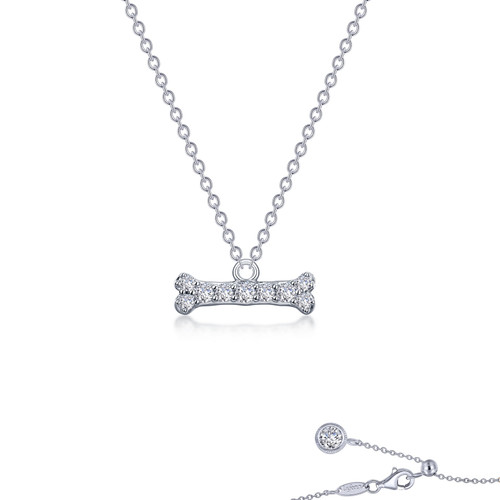 Lafonn Dog Bone Necklace bonded in Platinum