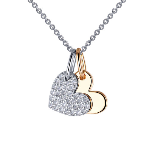 Lafonn Heart Shadow Charm Pendant Necklace bonded in Platinum