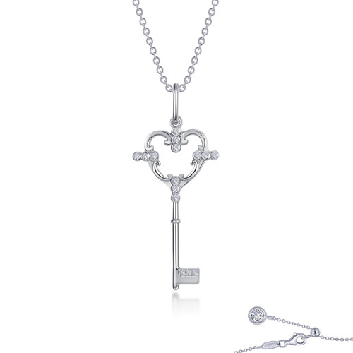 Lafonn Key to My Heart Necklace bonded in Platinum