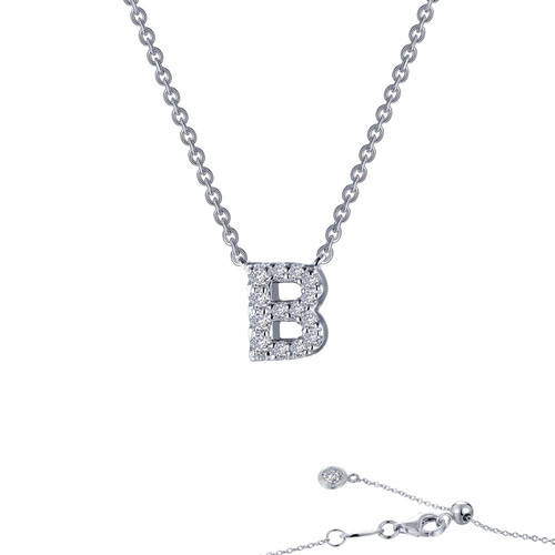 Lafonn Letter B Pendant Necklace bonded in Platinum