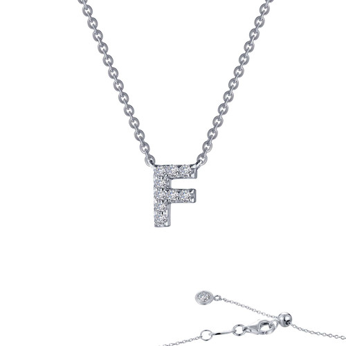 Lafonn Letter F Pendant Necklace bonded in Platinum