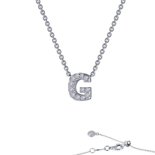 Lafonn Letter G Pendant Necklace bonded in Platinum