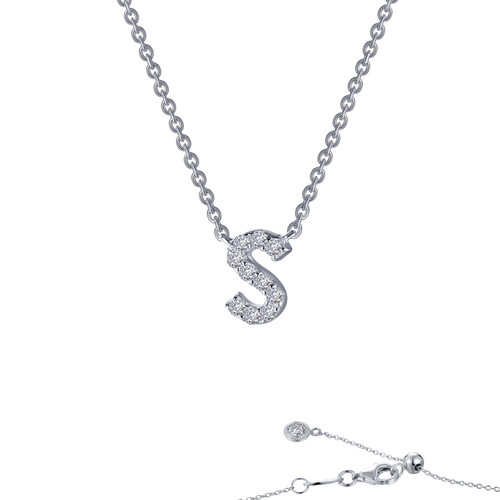 Lafonn Letter S Pendant Necklace bonded in Platinum