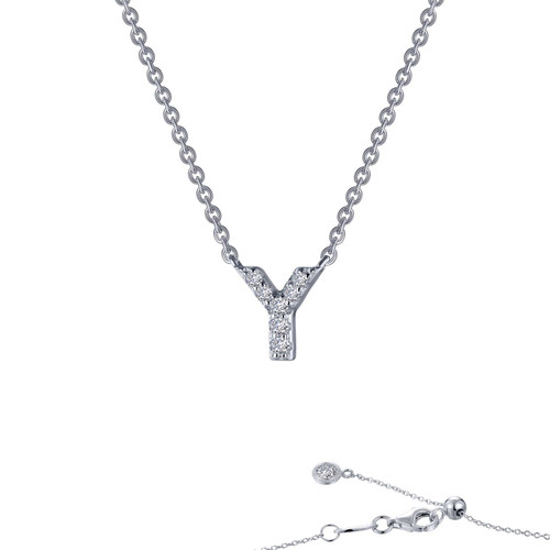 Lafonn Letter Y Pendant Necklace bonded in Platinum