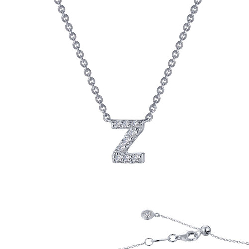 Lafonn Letter Z Pendant Necklace bonded in Platinum