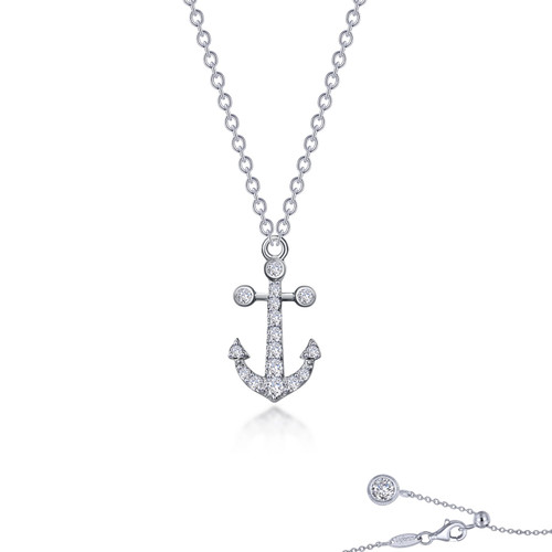 Lafonn Mini Anchor Necklace bonded in Platinum