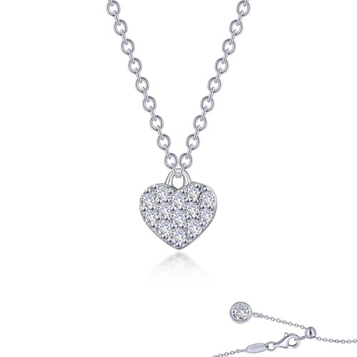 Lafonn Mini Heart Necklace bonded in Platinum