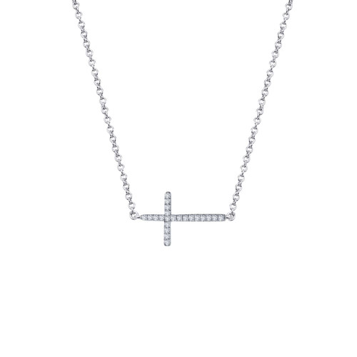 Lafonn Sideways Cross Necklace bonded in Platinum