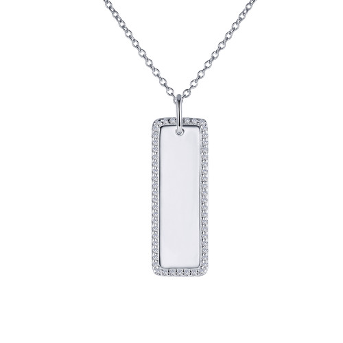 Lafonn Vertical Bar Pendant Necklace bonded in Platinum