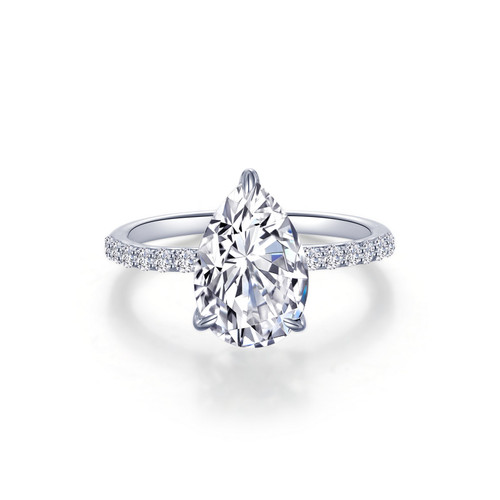 Lafonn Pear-Shaped Solitaire Engagement Ring bonded in Platinum