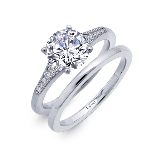 Lafonn Engagement Ring with Wedding Band bonded in Platinum