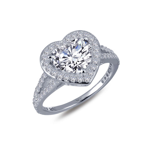 Lafonn Heart-Shaped Halo Engagement Ring bonded in Platinum