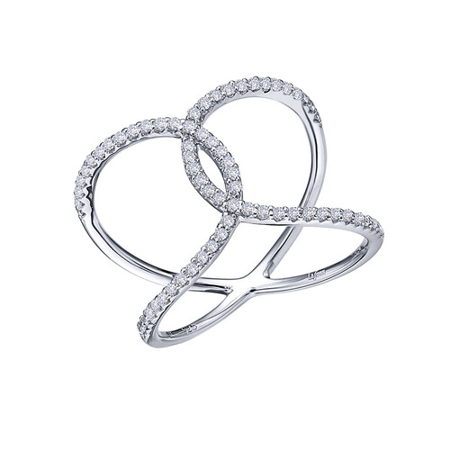 Lafonn Open Crisscross Ring bonded in Platinum