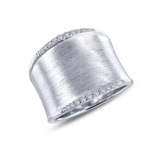 Lafonn Sleek Wide Band Cuff Ring bonded in Platinum