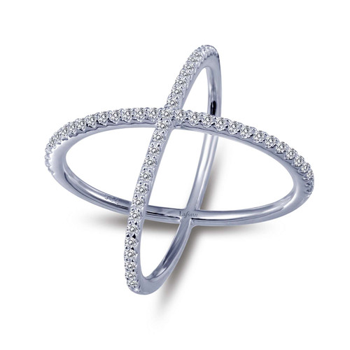 Lafonn Simple Crisscross Ring bonded in Platinum R0171CLP05