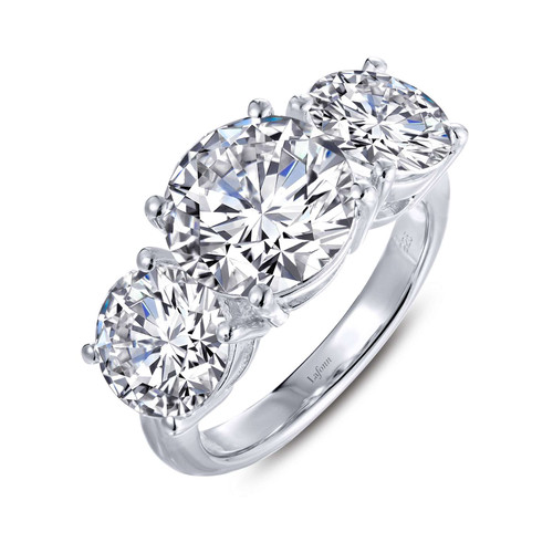 Lafonn Three-Stone Engagement Ring bonded in Platinum 8R017CLP05