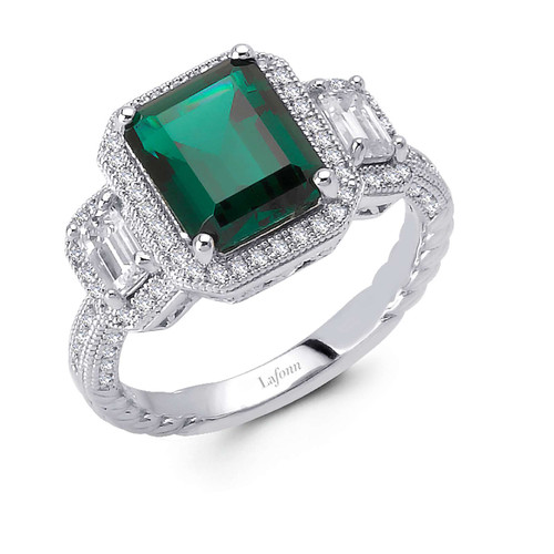 Lafonn Three-Stone Anniversary Ring bonded in Platinum R0070CEP05