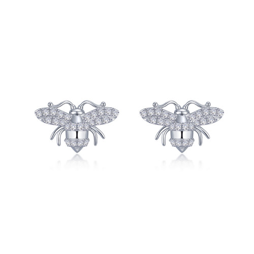 Lafonn Busy Bee Stud Earr ings in Sterl ing Silver Bonded with Plat inum
