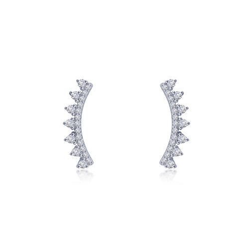 Lafonn Curved Bar Stud Earr ings in Sterl ing Silver Bonded with Plat inum