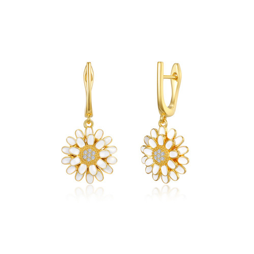 Lafonn Daisy Drop Earr ings in Sterl ing Silver Bonded with Plat inum