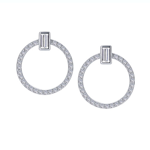 Lafonn Open Circle Drop Earr ings in Sterl ing Silver Bonded with Plat inum