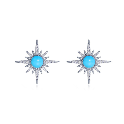 Lafonn Sunburst Earr ings in Sterl ing Silver Bonded with Plat inum