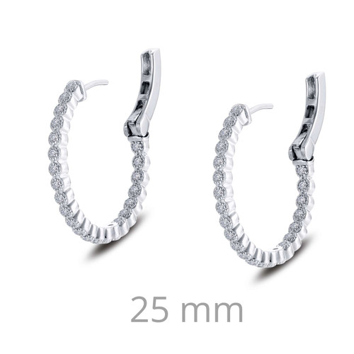 Lafonn 0.69 CTW Hoop Earr ings in Sterl ing Silver Bonded with Plat inum