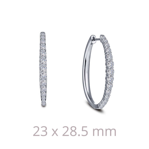 Lafonn 1.16 CTW Oval Hoop Earr ings in Sterl ing Silver Bonded with Plat inum