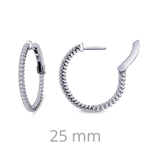 Lafonn 1.2 CTW Hoop Earr ings in Sterl ing Silver Bonded with Plat inum