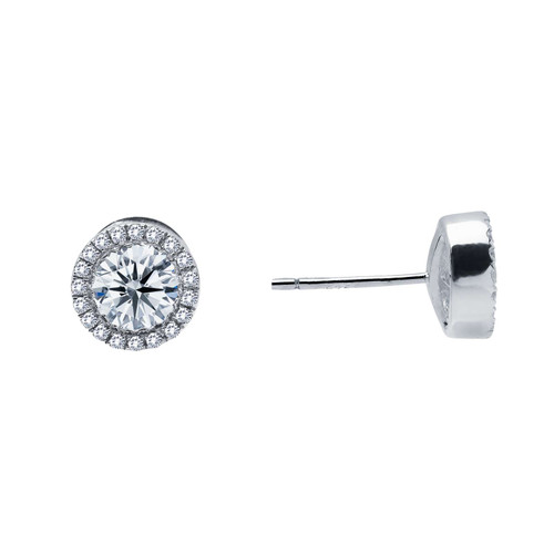 Lafonn 1.22 CTW Halo Stud Earr ings in Sterl ing Silver Bonded with Plat inum