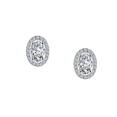 Lafonn 1.26 CTW Halo Stud Earr ings in Sterl ing Silver Bonded with Plat inum