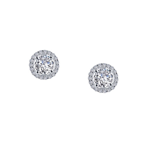 Lafonn 1.3 CTW Halo Stud Earr ings in Sterl ing Silver Bonded with Plat inum