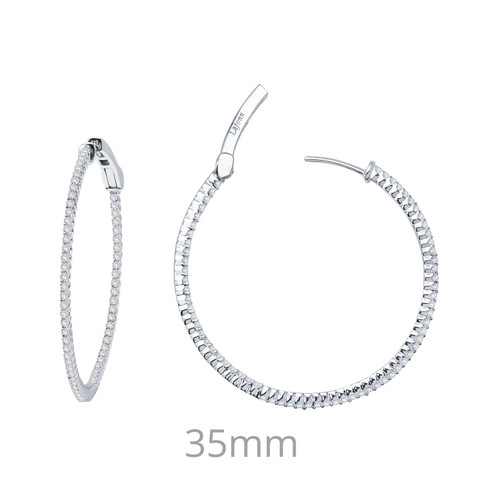 Lafonn 1.36 CTW Hoop Earr ings in Sterl ing Silver Bonded with Plat inum