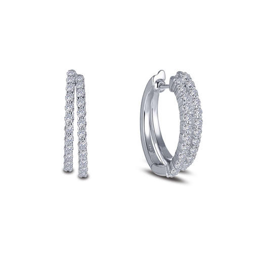 Lafonn 1.44 CTW Double-Hoop Earr ings in Sterl ing Silver Bonded with Plat inum
