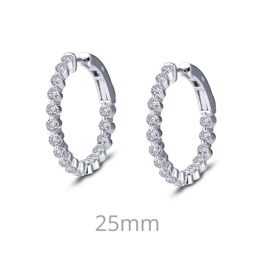 Lafonn 1.7 CTW Hoop Earr ings in Sterl ing Silver Bonded with Plat inum