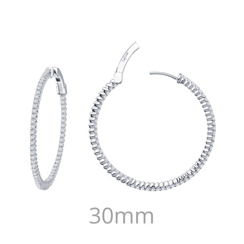 Lafonn 1.72 CTW Hoop Earr ings in Sterl ing Silver Bonded with Plat inum