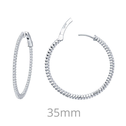 Lafonn 1.77 CTW Hoop Earr ings in Sterl ing Silver Bonded with Plat inum
