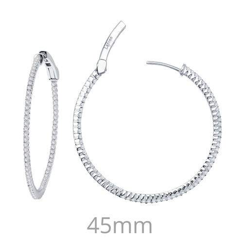 Lafonn 1.84 CTW Hoop Earr ings in Sterl ing Silver Bonded with Plat inum