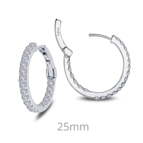 Lafonn 2.16 CTW Hoop Earr ings in Sterl ing Silver Bonded with Plat inum