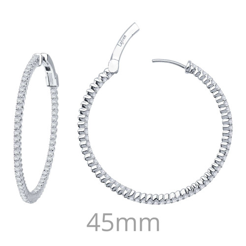 Lafonn 2.37 CTW Hoop Earr ings in Sterl ing Silver Bonded with Plat inum